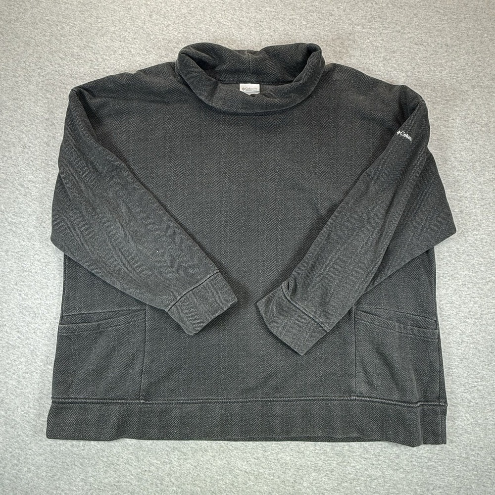 Columbia Pullover Womens 3XL Gray Lodge Herringbone Funnel Neck Fleece AL9342